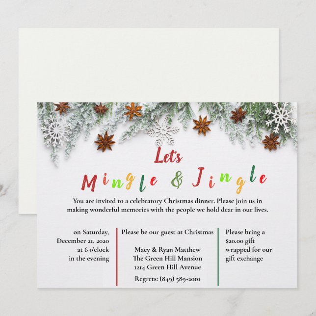 Let's Mingle & Jingle Christmas Party Invitation (Front/Back)