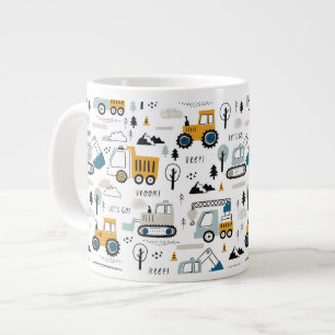 Let's Move Vehicle Pattern Large Coffee Mug
