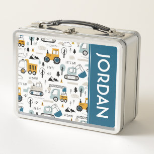 Let's Move Vehicle Pattern Metal Lunch Box