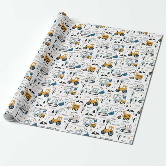 Let's Move Vehicle Pattern Wrapping Paper (Unrolled)