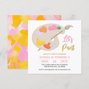 Let's Paint Art Painting Birthday Party Invitation