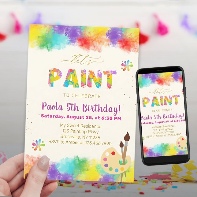 Let's Paint Birthday Party - Art Birthday Invitation (Creator Uploaded)