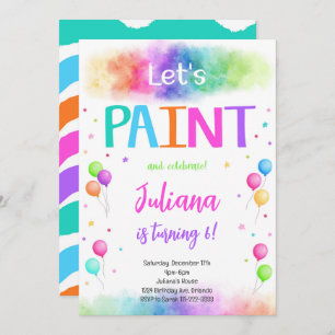 Let's Paint Colourful Painting Birthday Invitation
