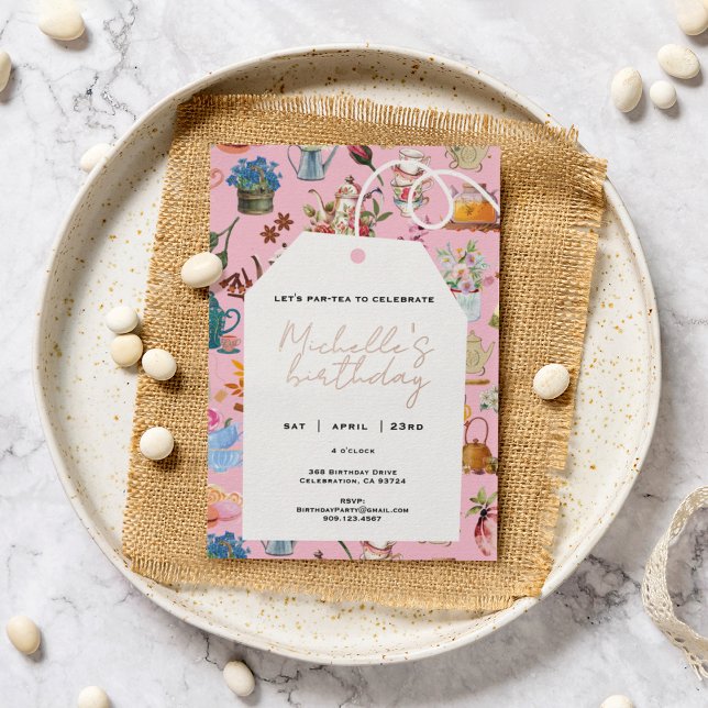 Let's Par Tea Any Age Birthday Garden Floral Pink (Creator Uploaded)