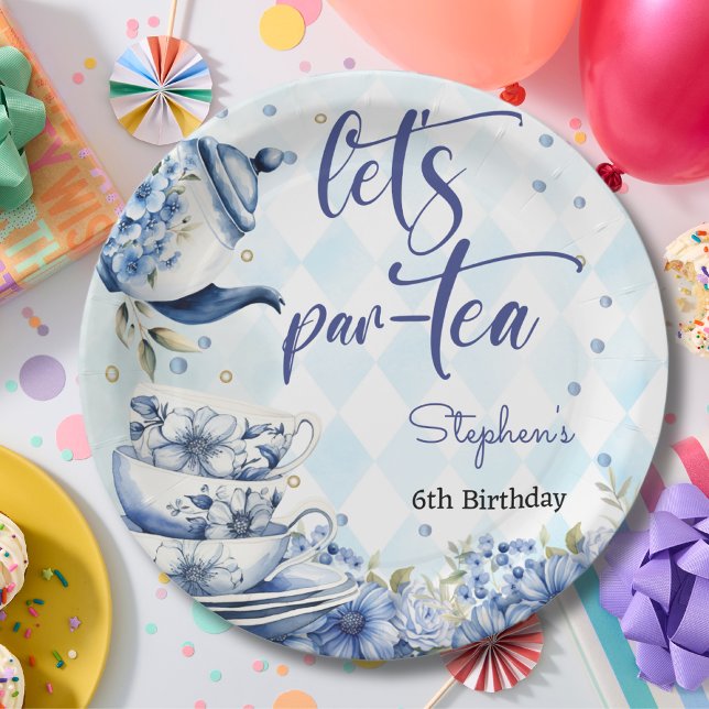 Let's par-tea birthday for kids paper plate (Creator Uploaded)