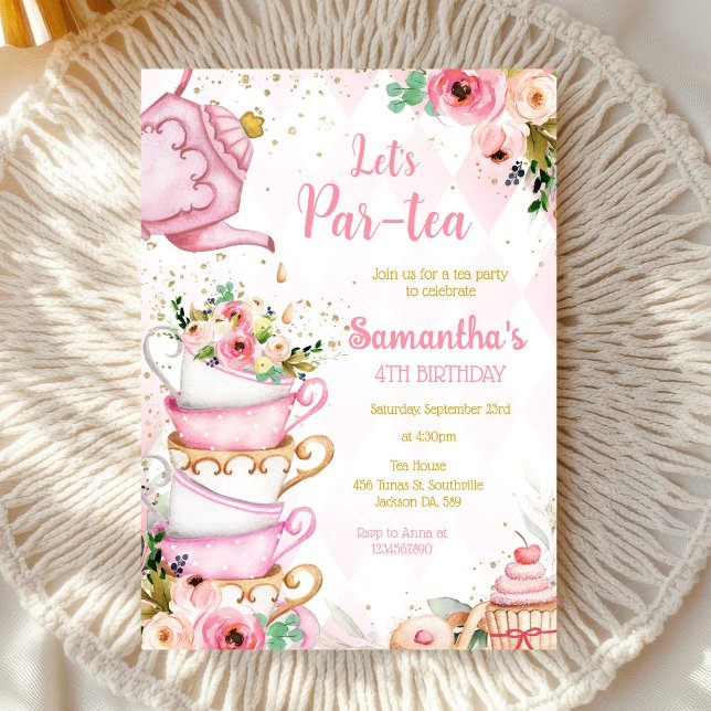 Let's Par-tea Birthday Tea Party Invitation (Creator Uploaded)