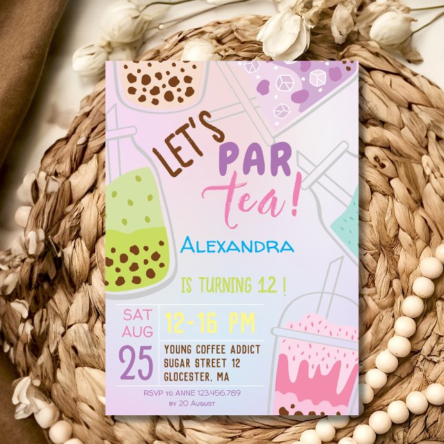 Let's par tea bobba tea birthday invitation (Creator Uploaded)