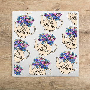 Let's Par-Tea Floral Teapot Girls Birthday Napkin