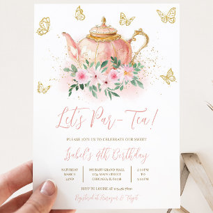 Let's Par-tea Garden Tea Party Birthday Invitation