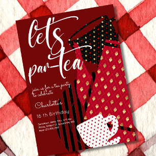 Let's par-tea, tea elegant and simple birthday invitation