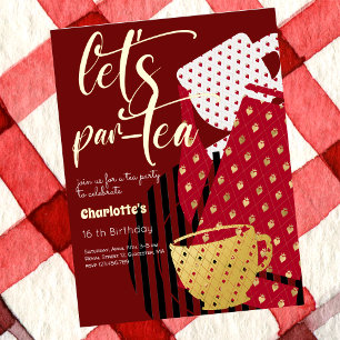 Let's par-tea tea elegant birthday invitation