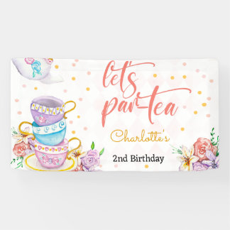 Let's par-tea, tea kids birthday banner