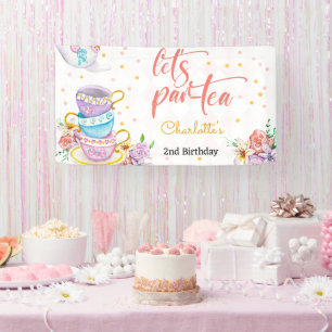 Let's par-tea, tea kids birthday banner