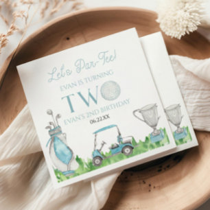 Let's Par-Tee Blue Golf 2nd Birthday Party Napkin