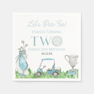 Let's Par-Tee Blue Golf 2nd Birthday Party Napkin