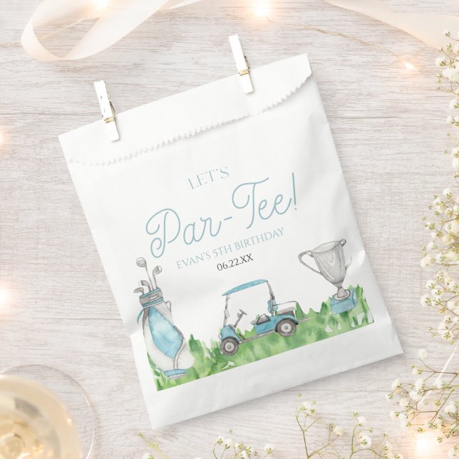 Let's Par-Tee Blue Golf Birthday Party Favour Bags (Clipped)