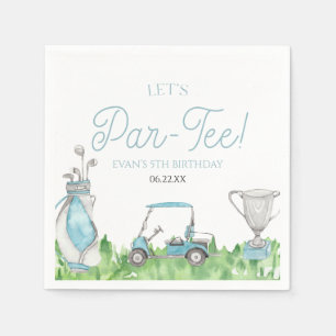Let's Par-Tee Blue Golf Birthday Party Napkin