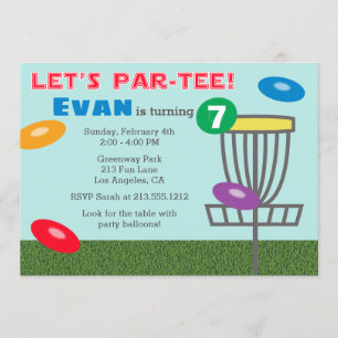 LET'S PAR-TEE Disc Golf Birthday Party Invitation