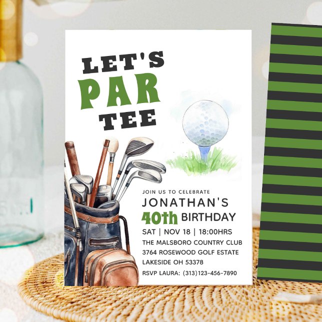 Let's Par-Tee Editable Golf Birthday Invitation  (Creator Uploaded)