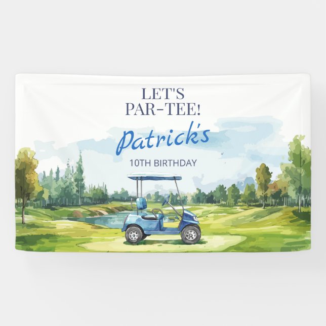 Let's Par-Tee Golf Any Age Birthday Banner (Horizontal)