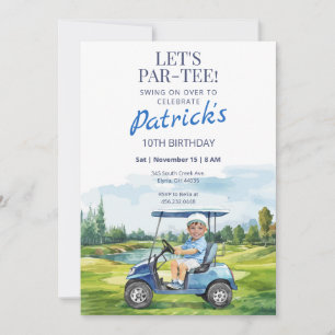 Let's Par-Tee Golf Any Age Birthday Photo Invite