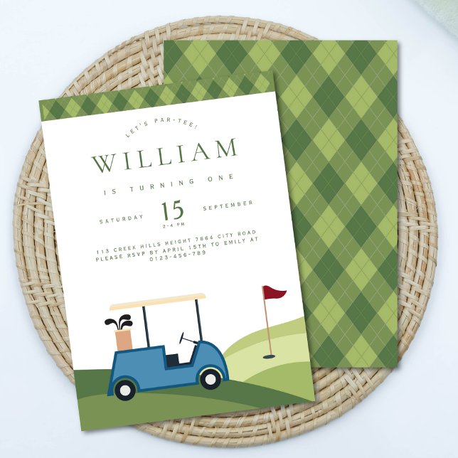 Let's Par Tee Golf Argyle Pattern Birthday Enclosure Card (Creator Uploaded)