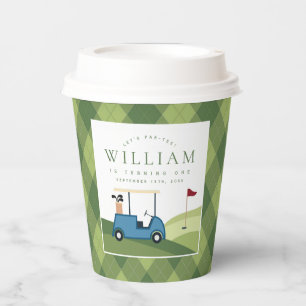 Let's Par Tee Golf Argyle Pattern First Birthday Paper Cups