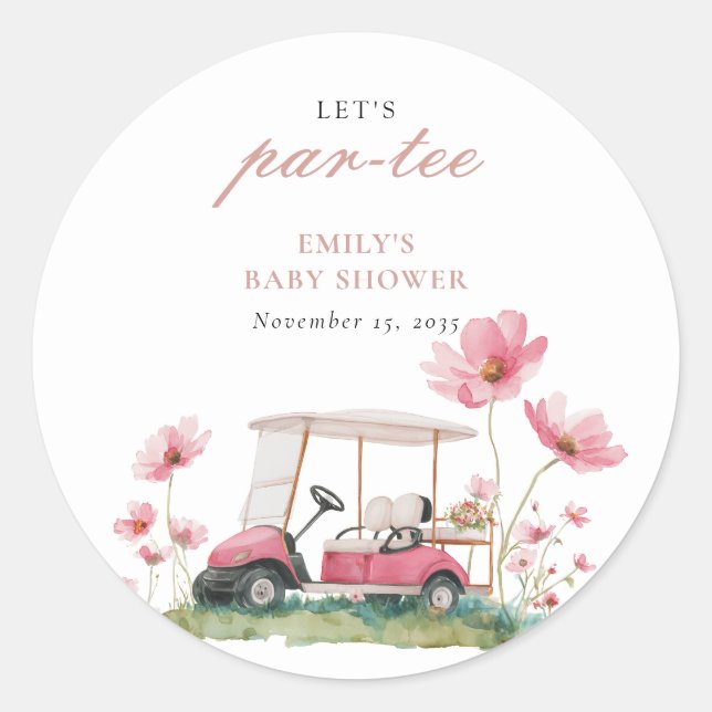 Let's Par-tee Golf Baby Shower Classic Round Sticker (Front)