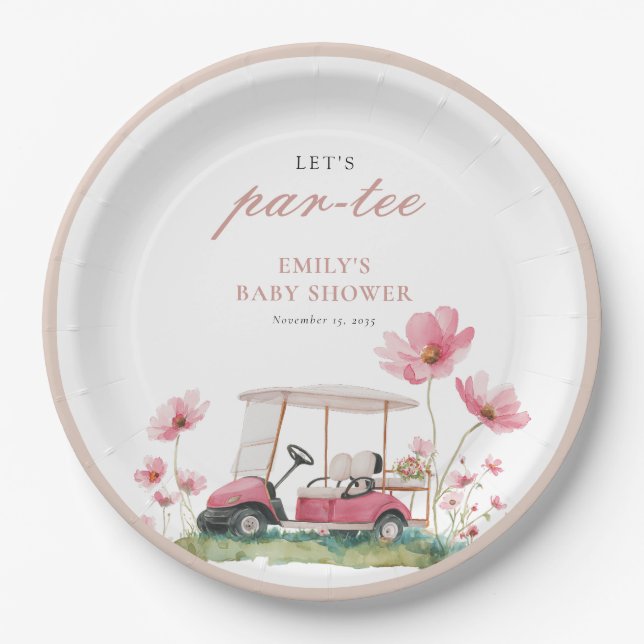 Let's Par-tee Golf Baby Shower Paper Plate (Front)