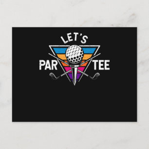 Let's Par Tee Golf Ball Tee Pin Funny Golf Club Postcard