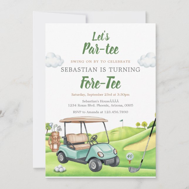 Let's Par Tee Golf Birthday Invitation (Front)