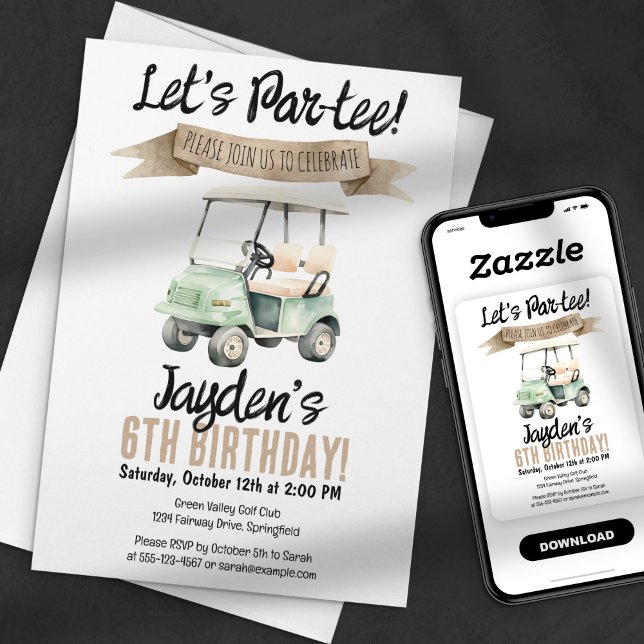 Let's Par-tee! Golf Birthday Invitation (Creator Uploaded)