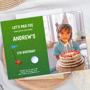 Let's Par-Tee Golf Birthday Invitations w photo