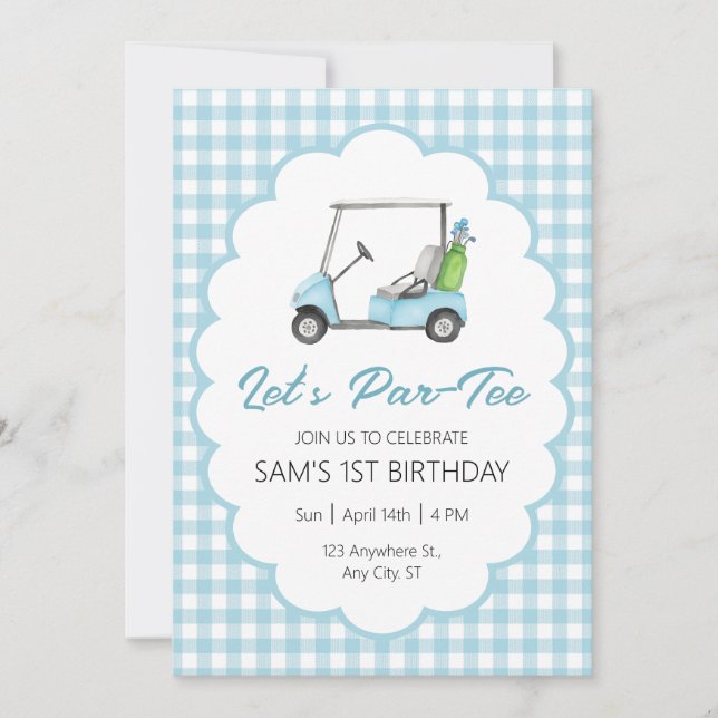 Let's Par - Tee Golf Birthday Party Invitation (Front)