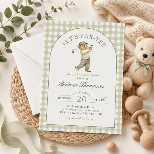 Let's Par-Tee Golf Boy Baby Shower Invitation