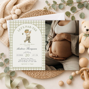 Let's Par-Tee Golf Boy Baby Shower Photo Invitation