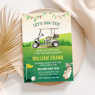 Let's Par-Tee Golf Boy Party Baby Shower Invitation