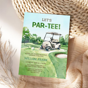 Let's Par-Tee Golf Boy Party Baby Shower Invitation