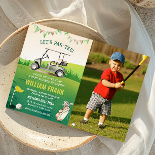 Let's Par-Tee Golf Boy Party Baby Shower Photo Invitation