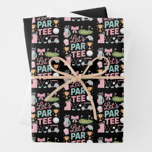 Let's Par Tee Golf Coquette Golfing Lover Gifts Wrapping Paper Sheet