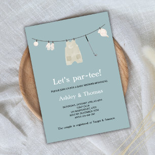 Let's Par-Tee Golf Cute Gender Neutral Baby Shower Invitation