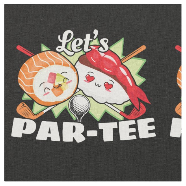 Lets Par Tee Golf Pun - Golfing Party Fabric (Close Up)