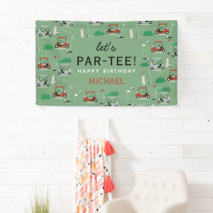 Let's Par-Tee Golf Theme Birthday Party Banner