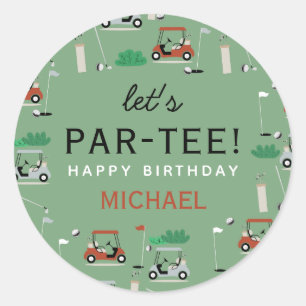 Let's Par-Tee Golf Theme Birthday Party Classic Round Sticker