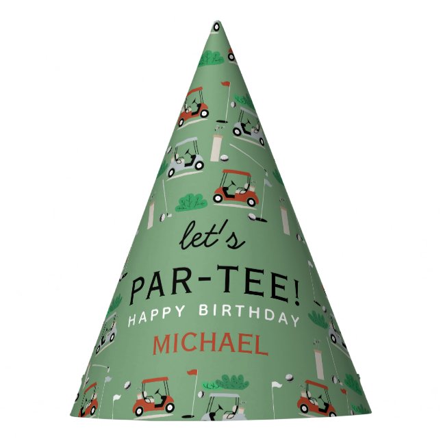 Let's Par-Tee Golf Theme Birthday Party Party Hat (Front)