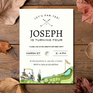 Let's Par-Tee! Golf Themed 4th Birthday Party  Invitation