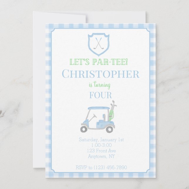 Let's Par-Tee Kids Birthday Invitation (Front)