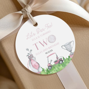 Let's Par-Tee Pink Golf 2nd Birthday Party Favour Tags