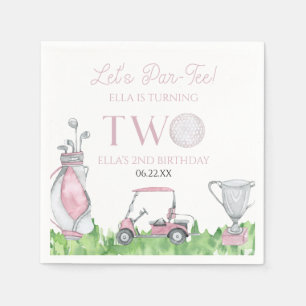 Let's Par-Tee Pink Golf 2nd Birthday Party Napkin