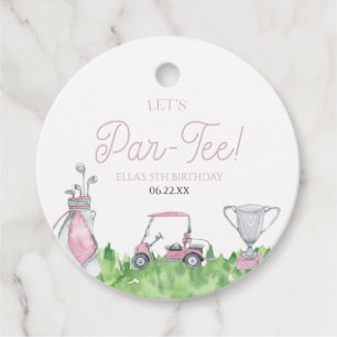 Let's Par-Tee Pink Golf Birthday Party Favour Tags